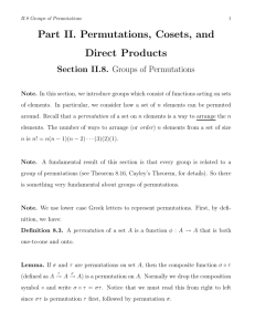 Part II. Permutations, Cosets, and Direct Products