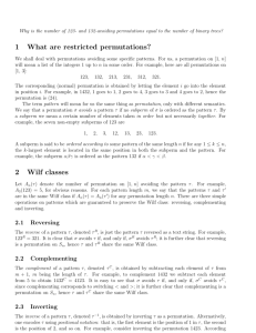 1 What are restricted permutations? 2 Wilf classes