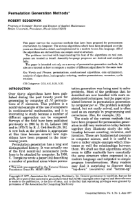 Permutation Generation Methods