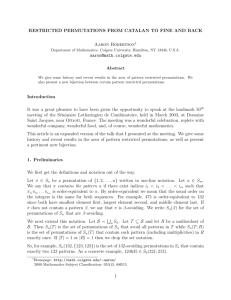 Restricted Permutations from Catalan to Fine and Back Séminaire