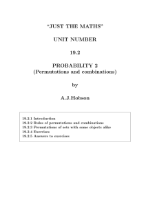 “JUST THE MATHS” UNIT NUMBER 19.2 PROBABILITY 2
