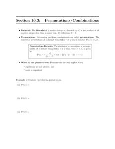 Section 10.3: Permutations/Combinations