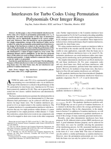 Interleavers for Turbo Codes Using Permutation Polynomials Over