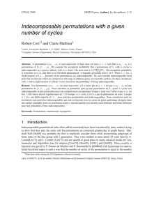 Indecomposable permutations with a given number of cycles