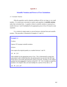 Scientific Notation and Powers of Ten Calculations