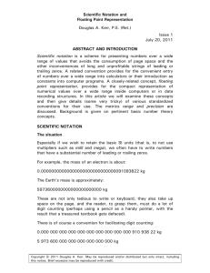Scientific Notation and Floating Point Representation