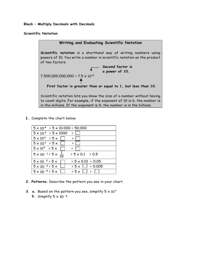 Writing And Evaluating Scientific Notation