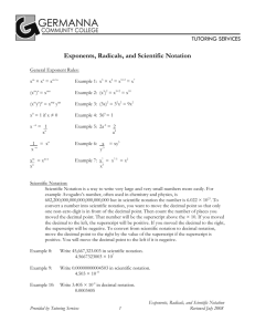 Exponents, Radicals, and Scientific Notation