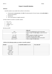 Project 2: Scientific Notation