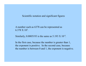 Scientific notation and significant figures A number such as 6378