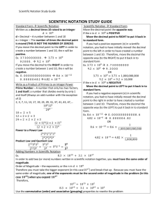 SCIENTIFIC NOTATION STUDY GUIDE