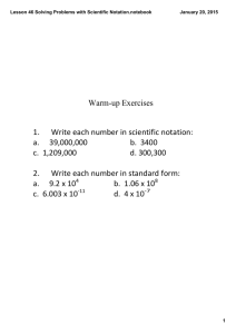 Lesson 46 Solving Problems with Scientific Notation.notebook