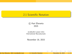 2.1 Scientific Notation