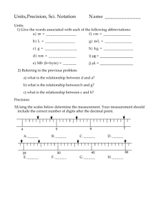 Units, Precision, and Scientific Notation Practice Sheet