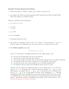 Scientific Notation Homework Problems 1. Write the numbers 1