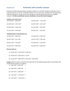 Arithmetic with Scientific Notation Worksheet