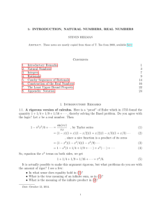 1: INTRODUCTION, NATURAL NUMBERS, REAL NUMBERS