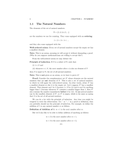 1.1 The Natural Numbers (with HW Assignment 1)