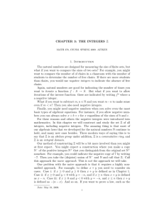CHAPTER 3: THE INTEGERS Z 1. Introduction The natural numbers