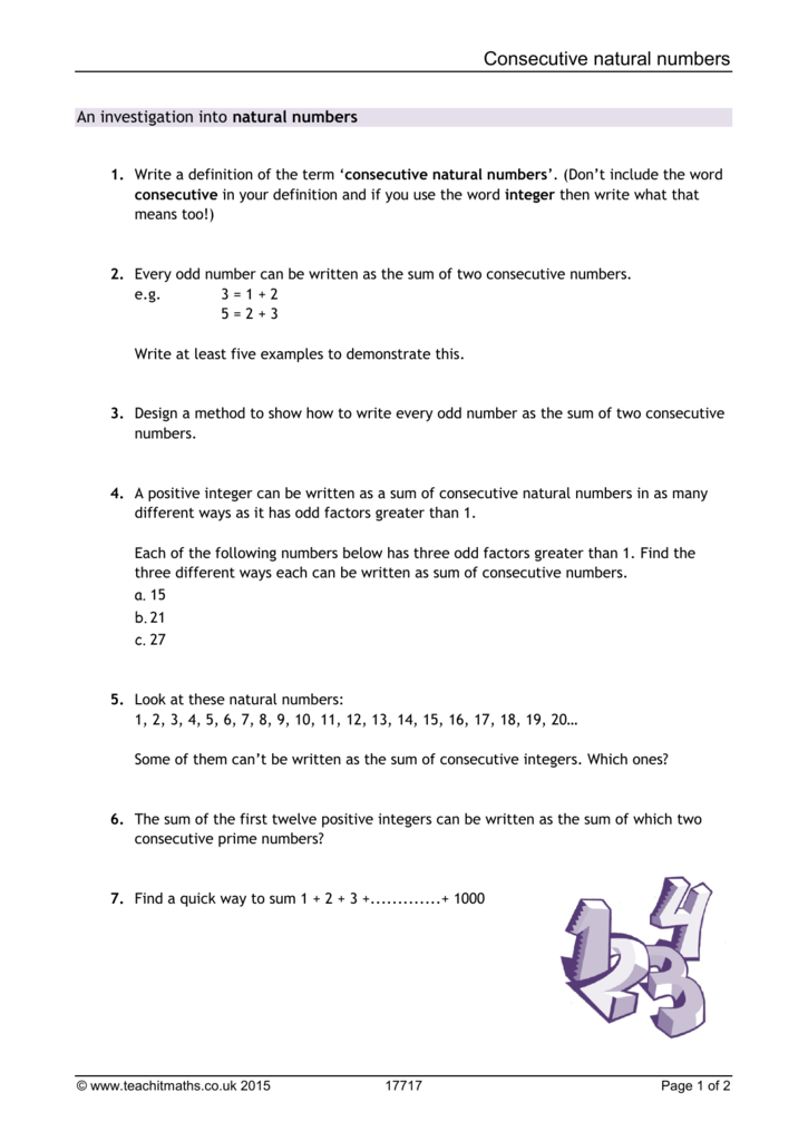 Consecutive Natural Numbers