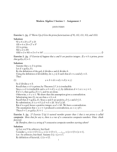 Modern Algebra I Section 1 · Assignment 3 Exercise 1. (pg. 27 Warm