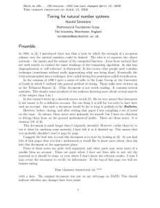 Tiering for natural number systems Preamble