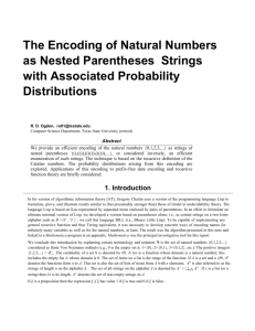 The Encoding of Natural Numbers as Nested Parentheses
