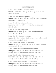 6. LINEAR INEQUALITEIS 1. Solve – when is a natural number