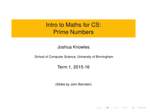Intro to Maths for CS: Prime Numbers