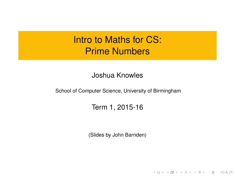 Intro To Maths For CS Prime Numbers