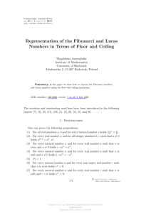 Representation of the Fibonacci and Lucas Numbers in Terms of