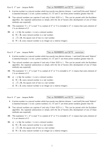 Test on NUMBERS and SETS : correction Test on NUMBERS and