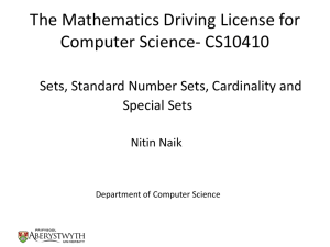 Nitin`s slides on sets, standard number sets, cardinality, special sets