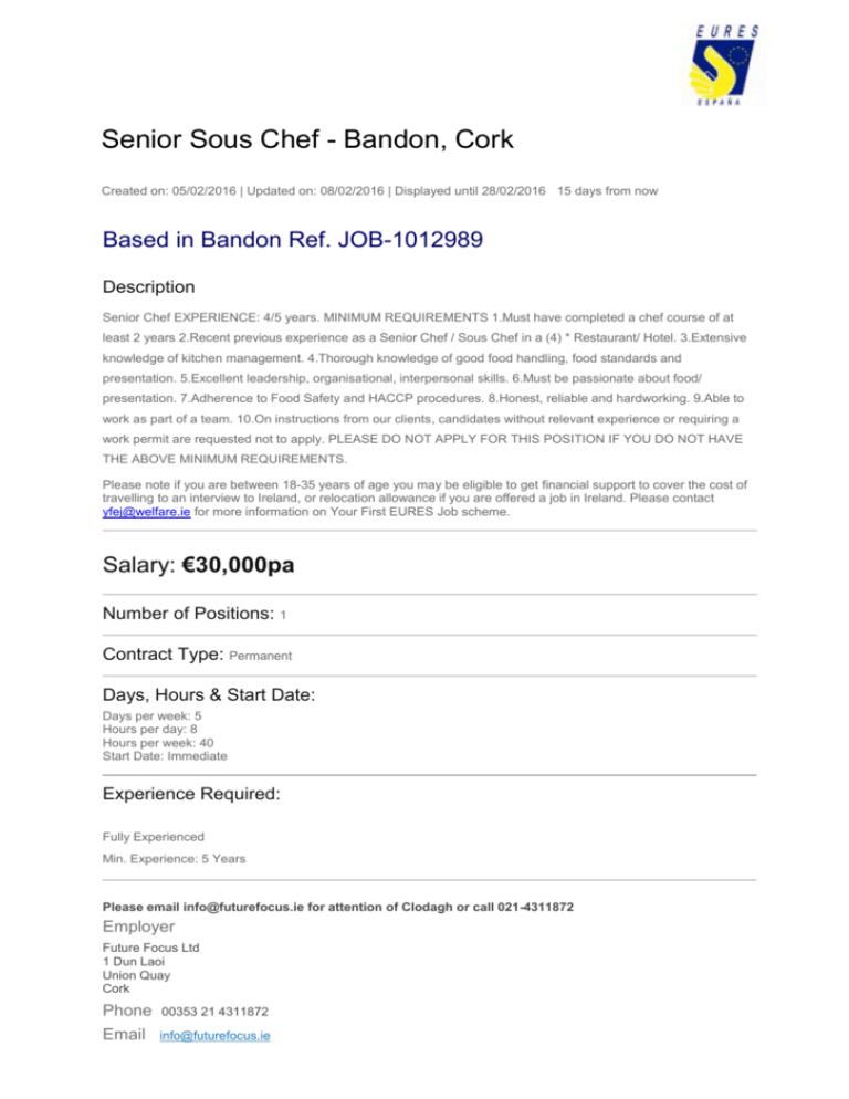 Senior Sous Chef