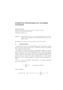 POSITIVE FINITENESS OF NUMBER SYSTEMS