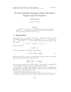 On The Arithmetic-Geometric Means Of Positive Integers And The