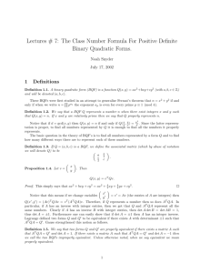 Lectures # 7: The Class Number Formula For Positive Definite