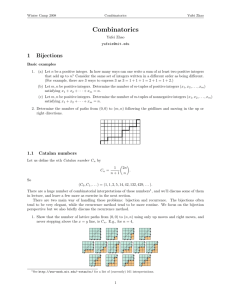 Combinatorics: bijections, catalan numbers, counting in