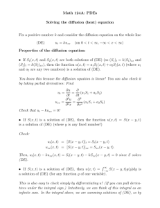 Math 124A: PDEs Solving the diffusion (heat) equation Fix a positive