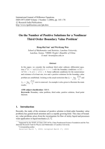 On the Number of Positive Solutions for a Nonlinear Third Order