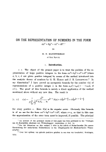 On the representation of numbers in the form