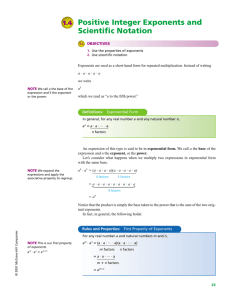 Positive Integer Exponents and Scientific Notation