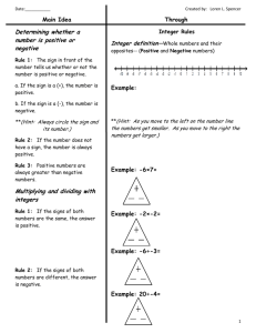 Determining whether a number is positive or negative Multiplying