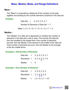 Mean, Median, Mode, and Range Definitions