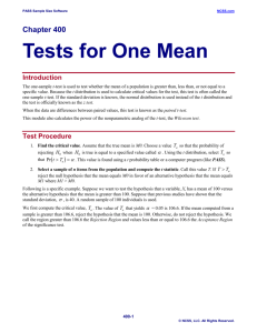 Tests for One Mean