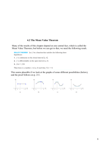 4.2 The Mean Value Theorem (11/9)