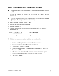 Annex : Calculation of Mean and Standard Deviation