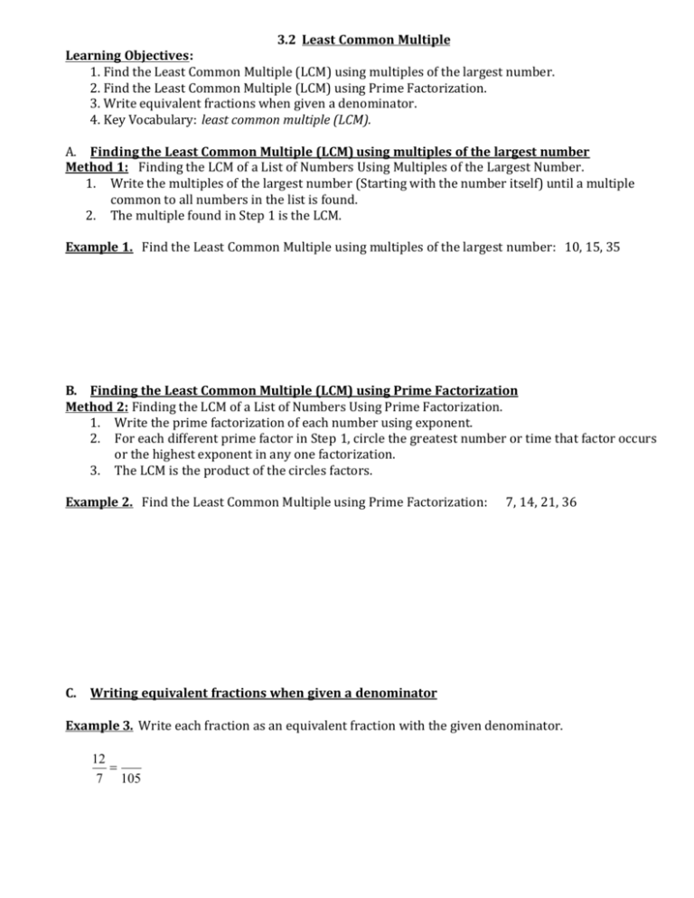 3 2 Least Common Multiple