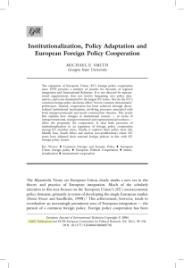 Smith, Michael, Institutionalization, Policy Adaptation and European