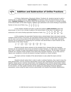 Addition and Subtraction of Unlike Fractions